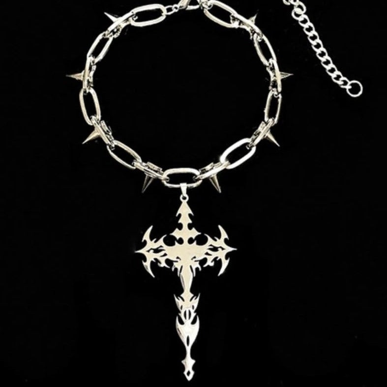 Spikes Cross Neckless