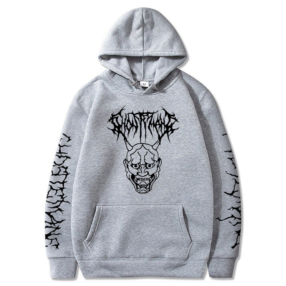 Hannya  Tribal Text Sleeves Hoodie