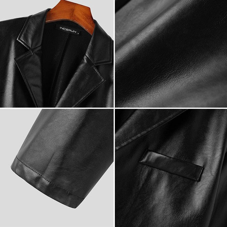 Faux Leather Tailored Blazer 