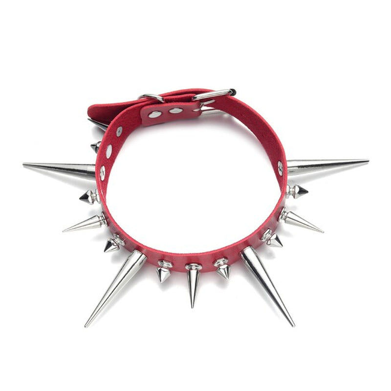 Triple Size Spikes Faux Leather Collar