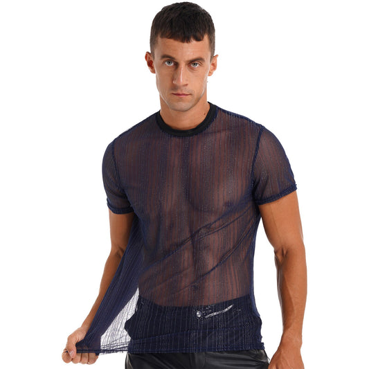 See-Through Glitter Stripes T-Shirt