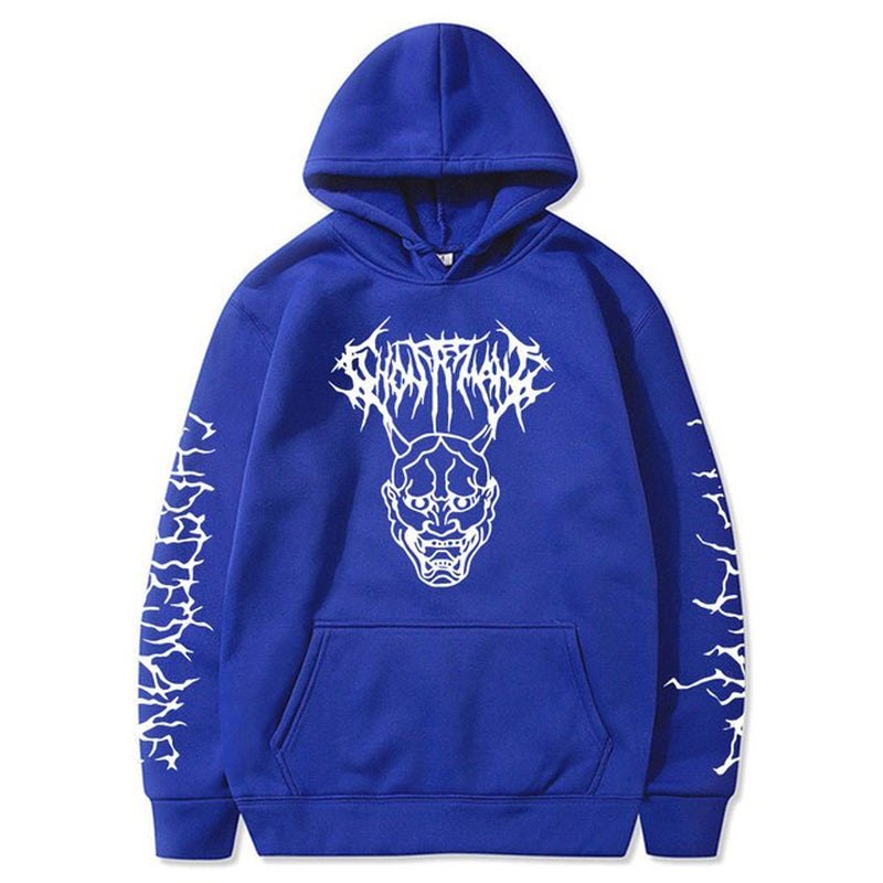 Hannya  Tribal Text Sleeves Hoodie