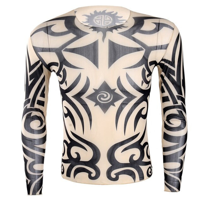 Long Sleeve Tribal/Skull Full Body Suite T-Shirt