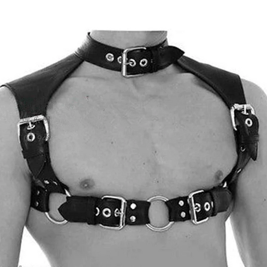 Faux Leather Choker and Chest Harness
