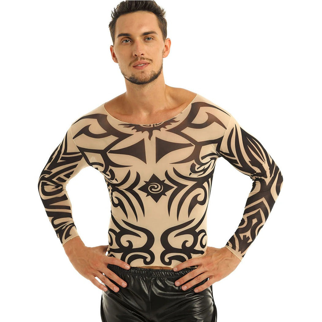 Long Sleeve Tribal/Skull Full Body Suite T-Shirt