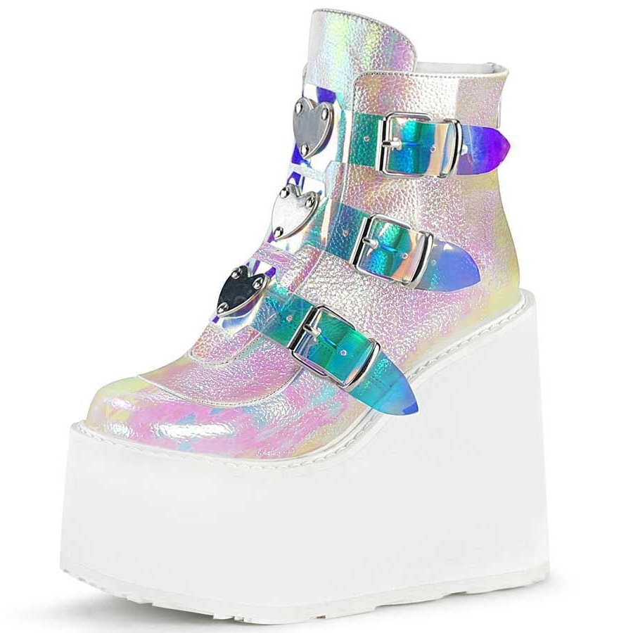 Heart Buckle Straps Neon High Platform Boots