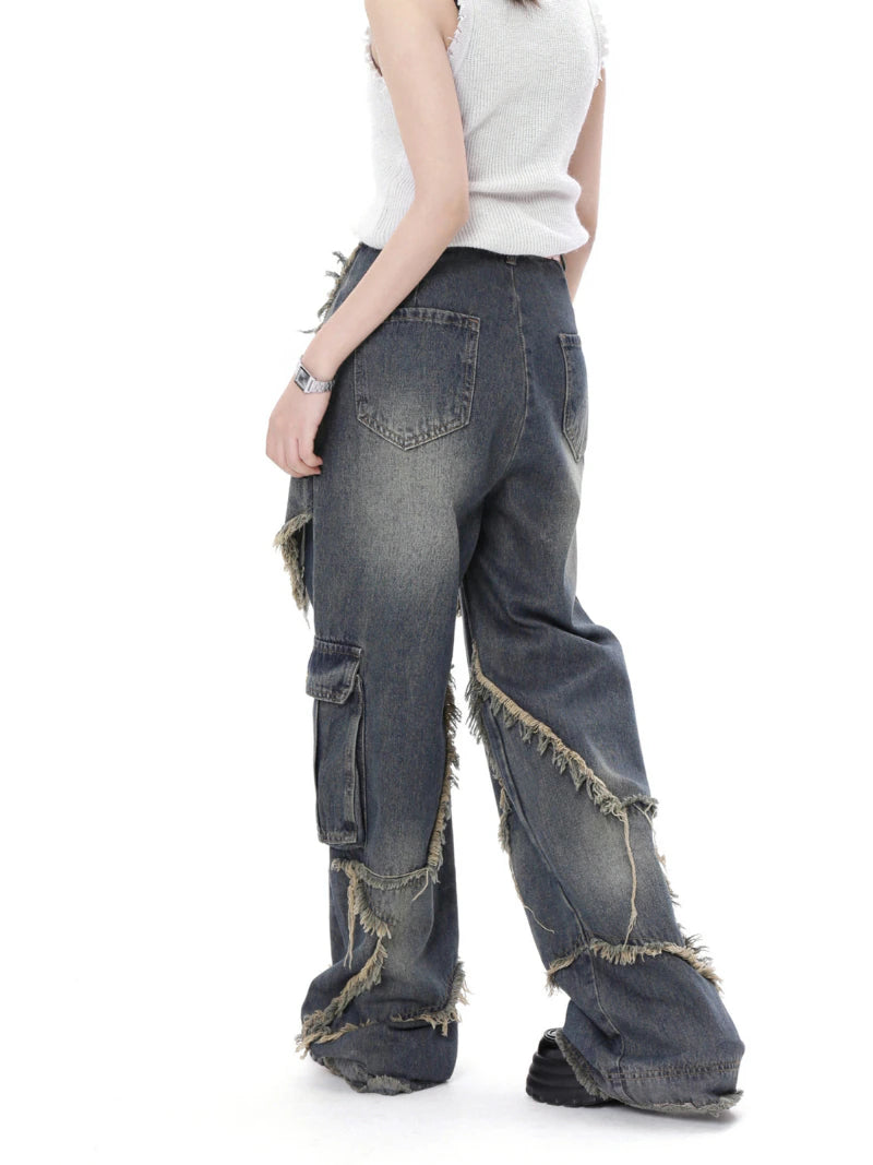 2 Layers Star Wide Baggy Jeans