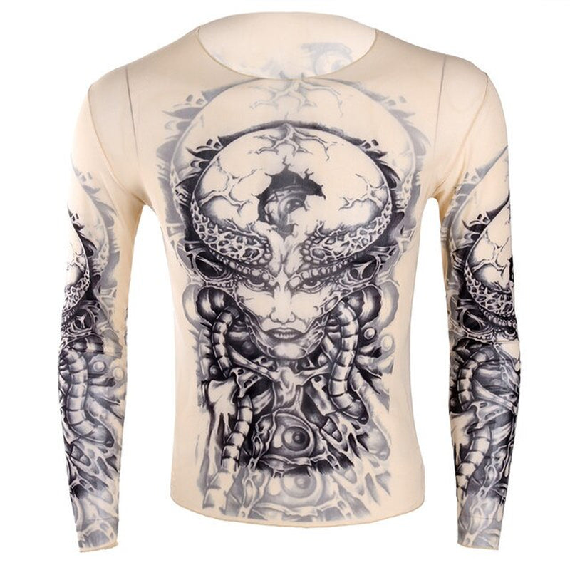 Long Sleeve Tribal/Skull Full Body Suite T-Shirt