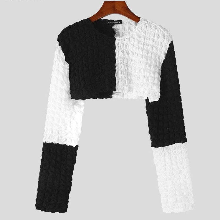 Chess Knitted Long Sleeve Crop Top