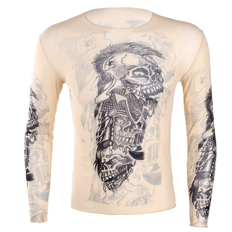 Long Sleeve Tribal/Skull Full Body Suite T-Shirt