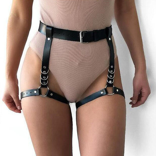 Leather Thighs and Black Harness