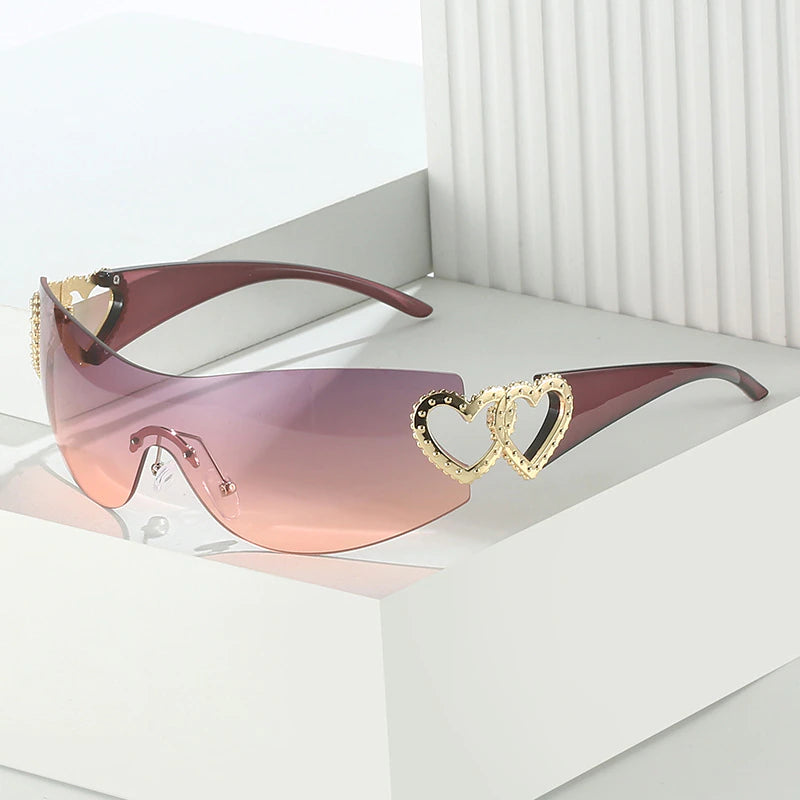 Y2K Rinestones Hearts Sunglasses 