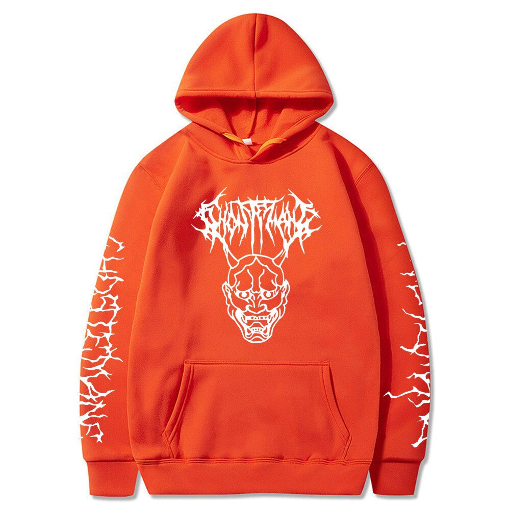 Hannya  Tribal Text Sleeves Hoodie