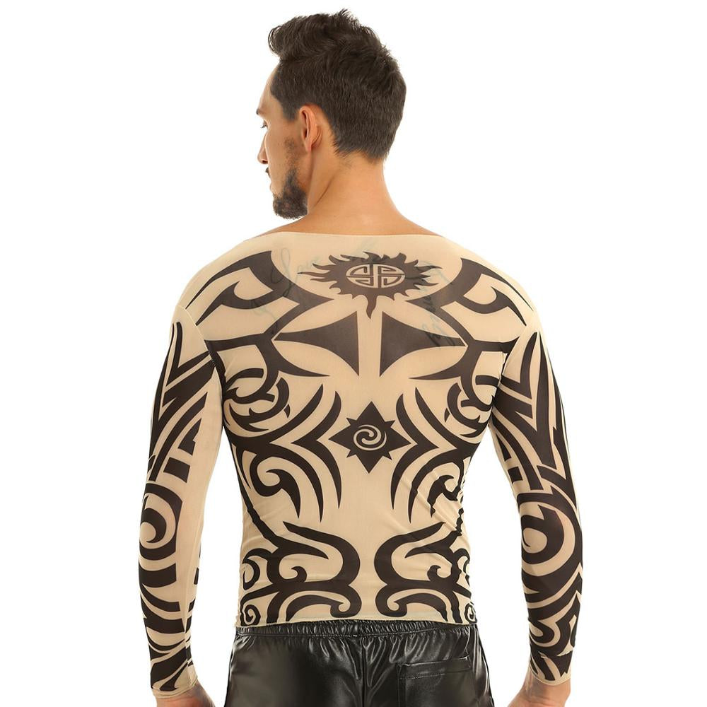 Long Sleeve Tribal/Skull Full Body Suite T-Shirt