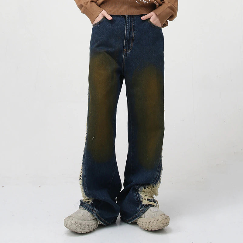 Torn Sides Wide Leg Jeans