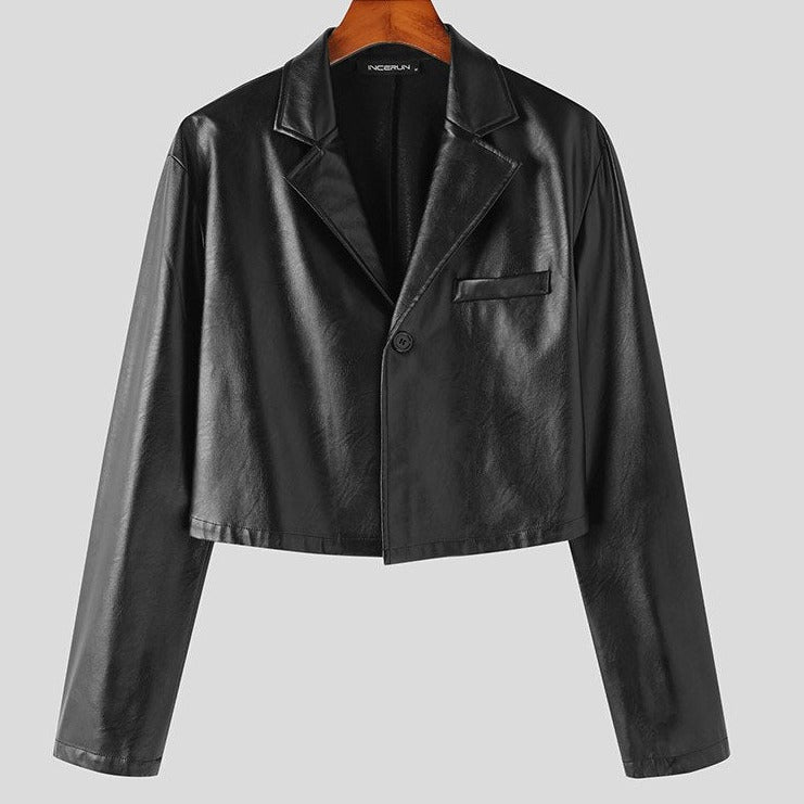 Faux Leather Tailored Blazer 