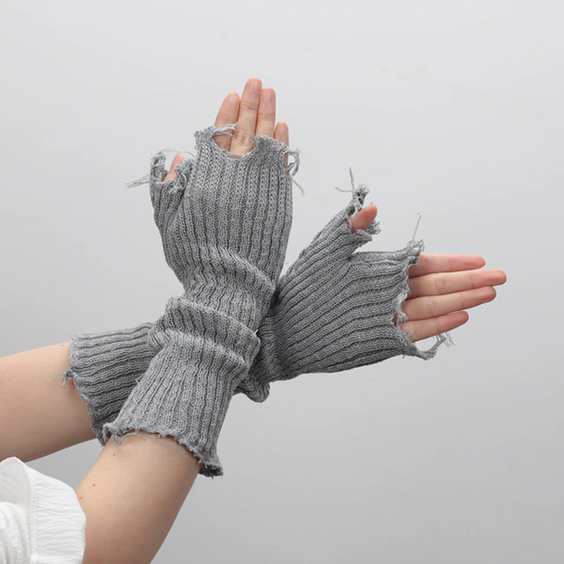 Fingerless Cuff Knit Gloves