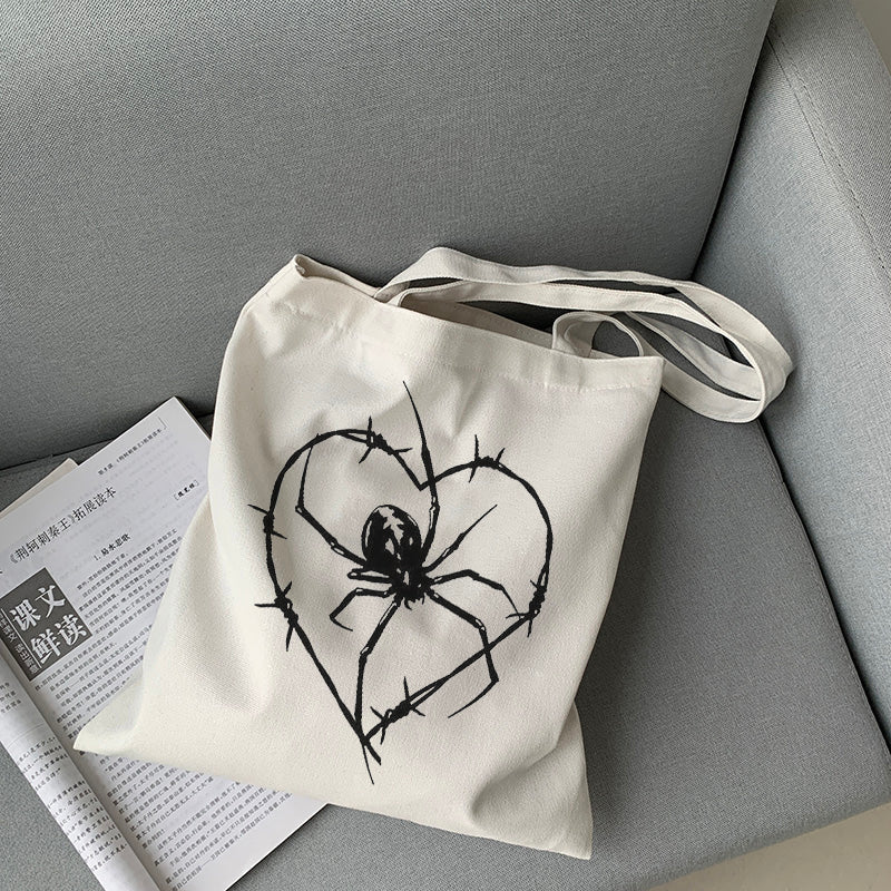 Spider Barbed Wire Canvas Shoulder Bag