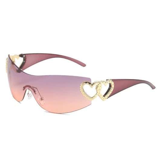 Y2K Rinestones Hearts Sunglasses 