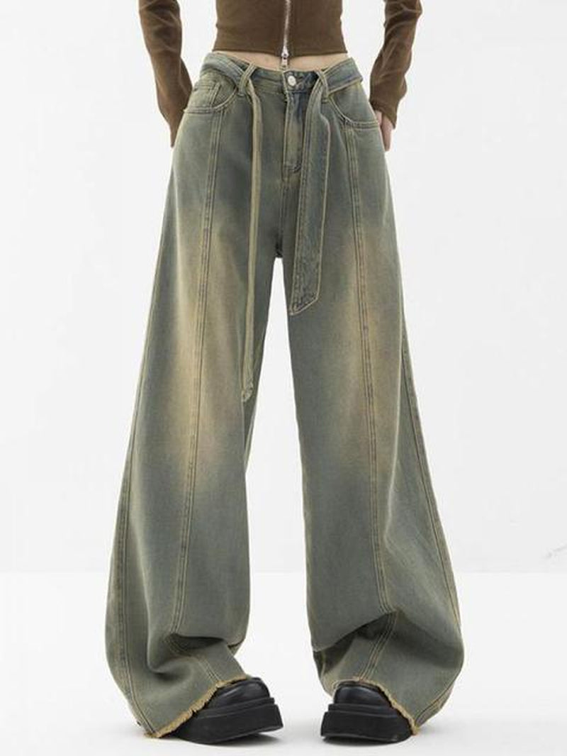 Wide Leg Jeans With a built in belt