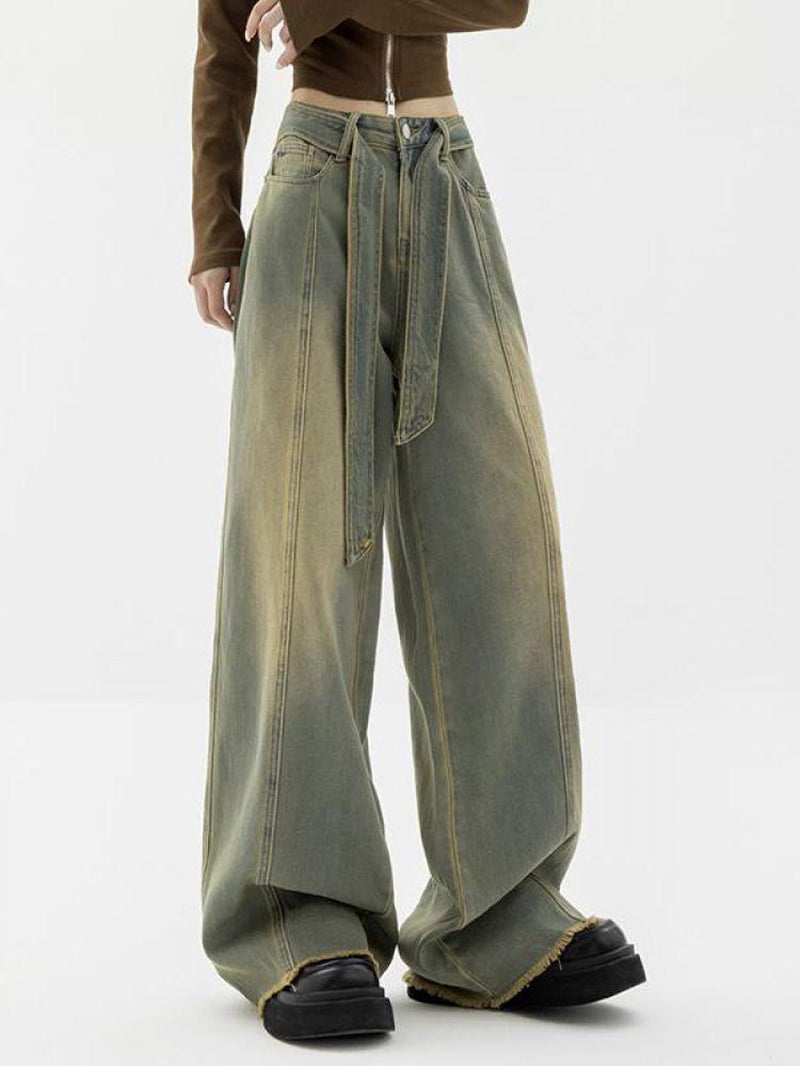 Wide Leg Jeans With a built in belt