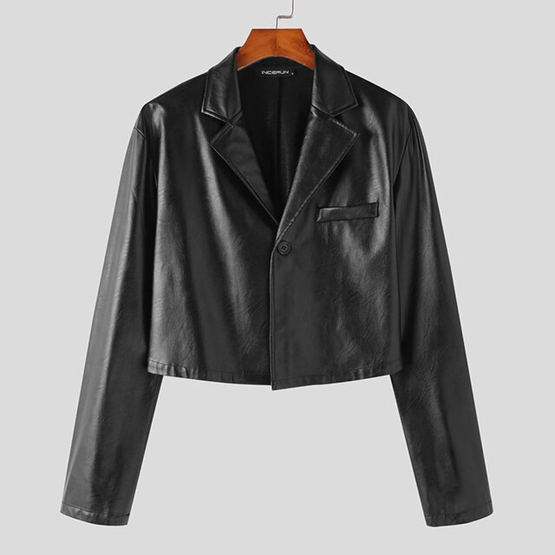 Faux Leather Tailored Blazer 