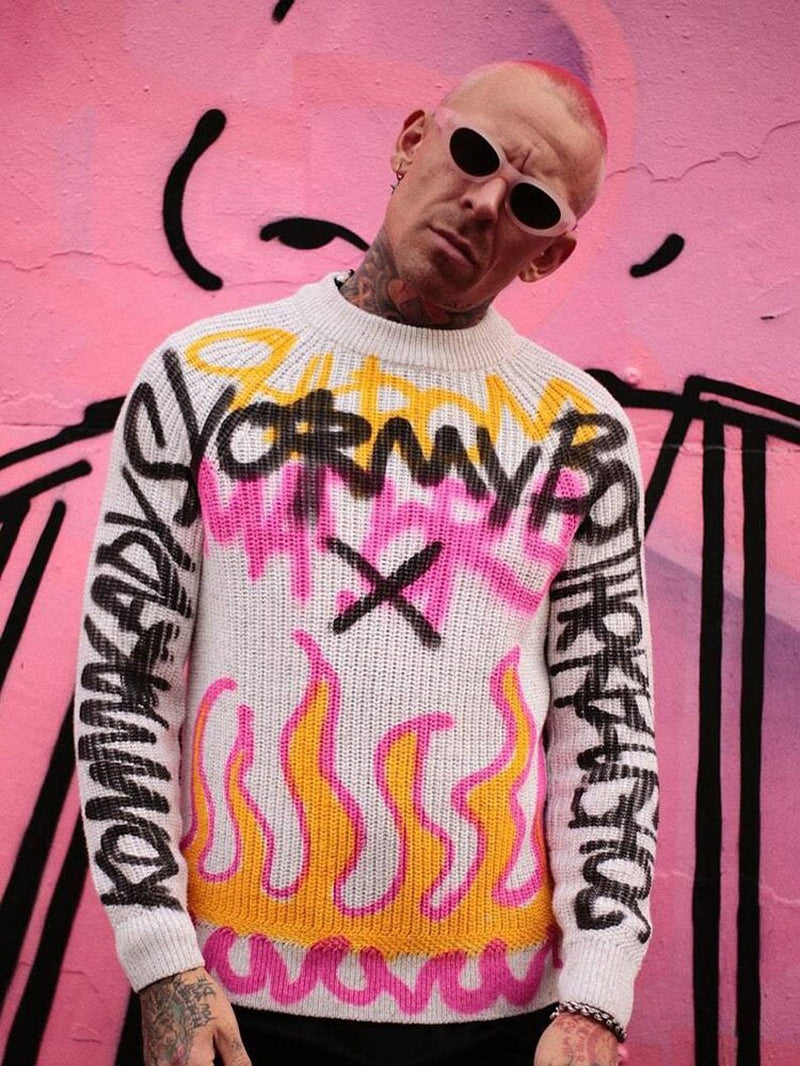 Graffiti Knitted Sweatshirt