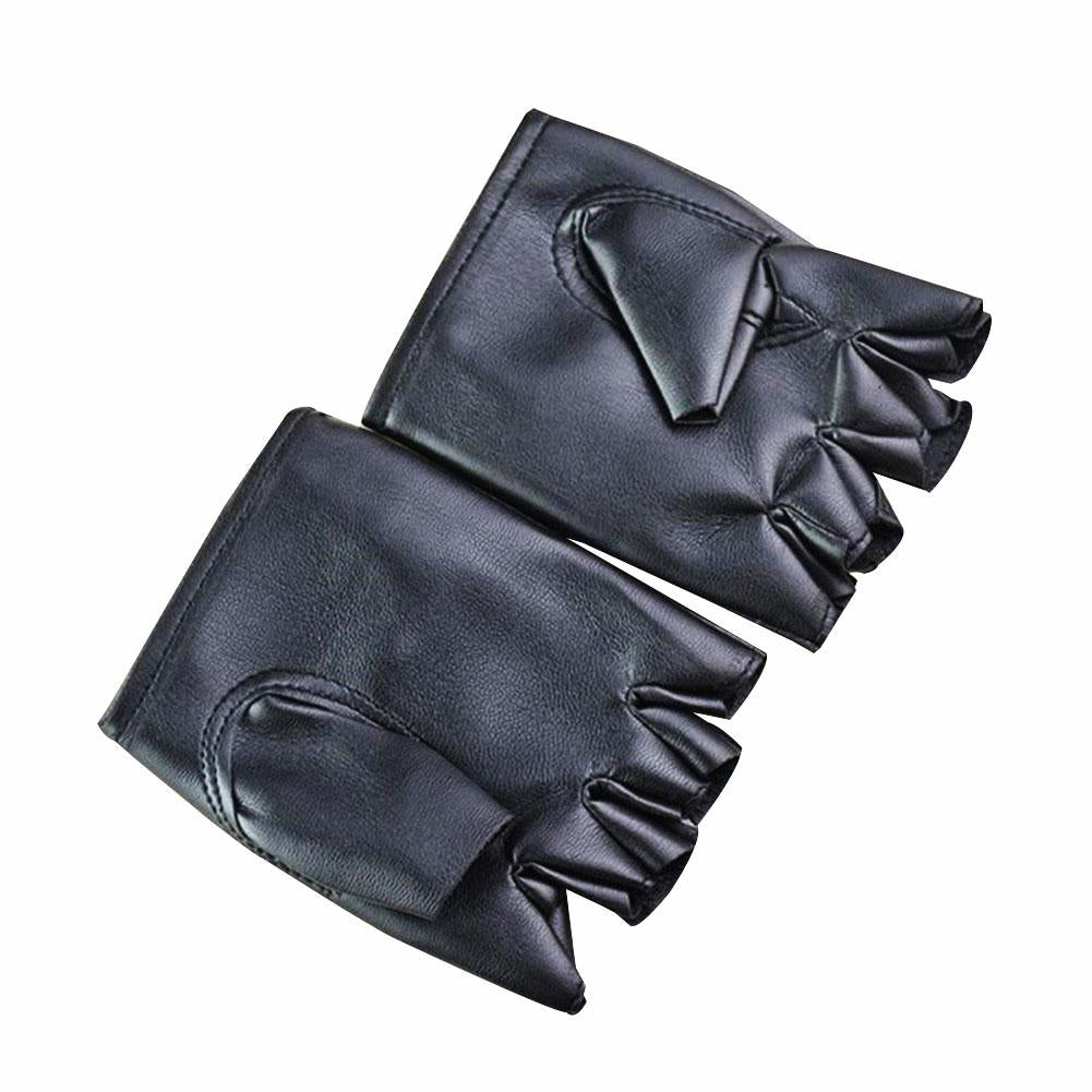 Faux Leather Punk Fingerless Gloves