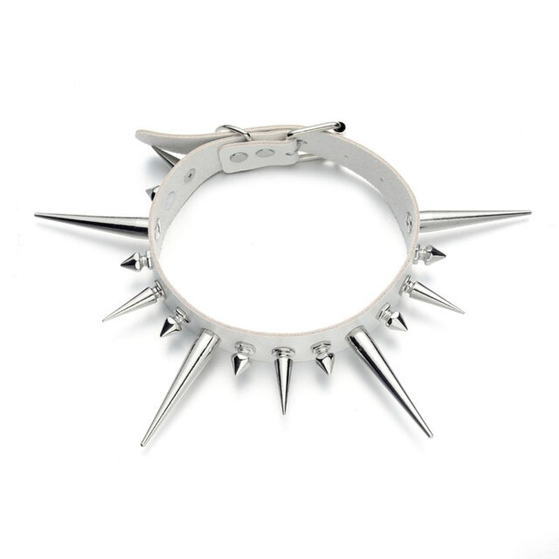 Triple Size Spikes Faux Leather Collar