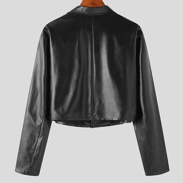 Faux Leather Tailored Blazer 