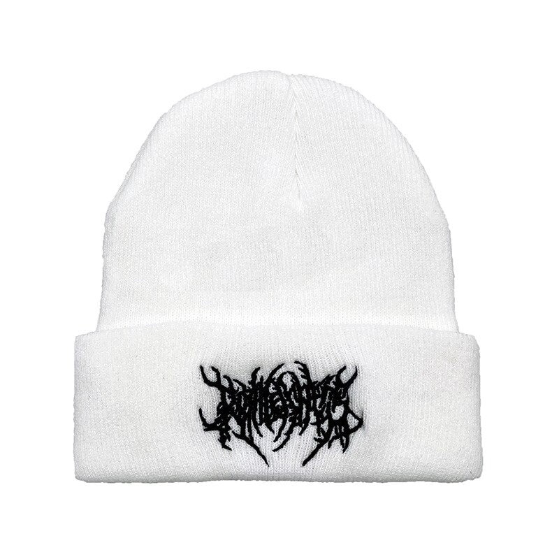 Neo Tribal Embroidered Text Beanie Hat