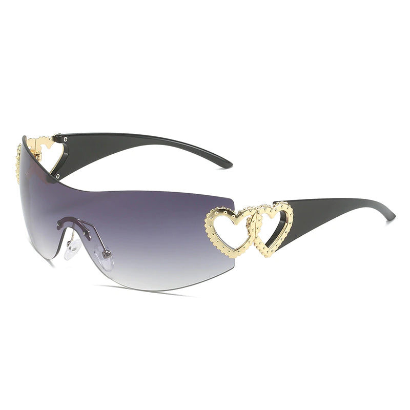 Y2K Rinestones Hearts Sunglasses 