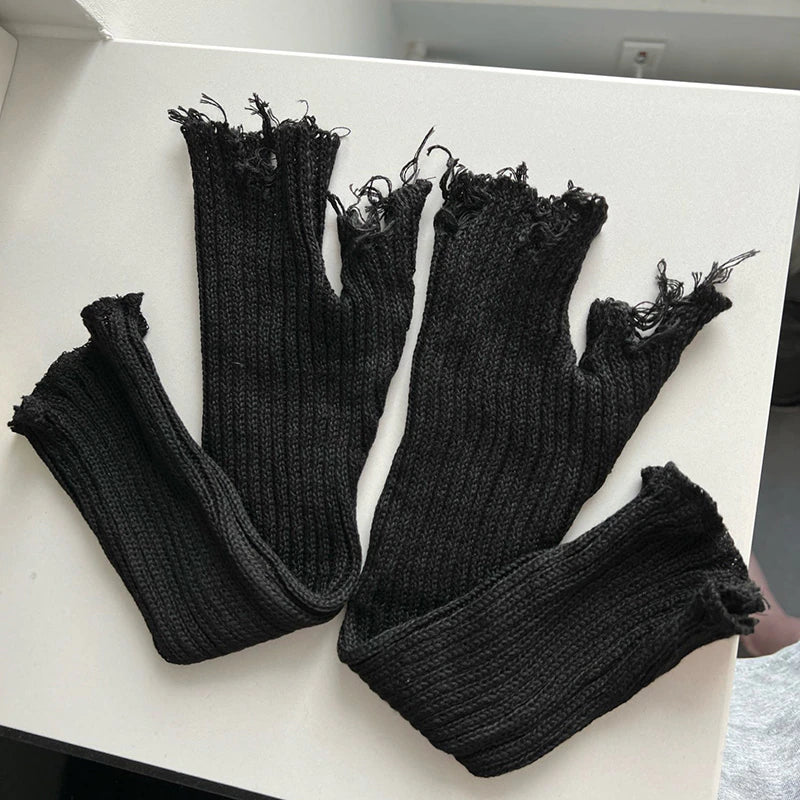 Fingerless Cuff Knit Gloves