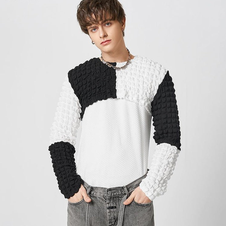 Chess Knitted Long Sleeve Crop Top