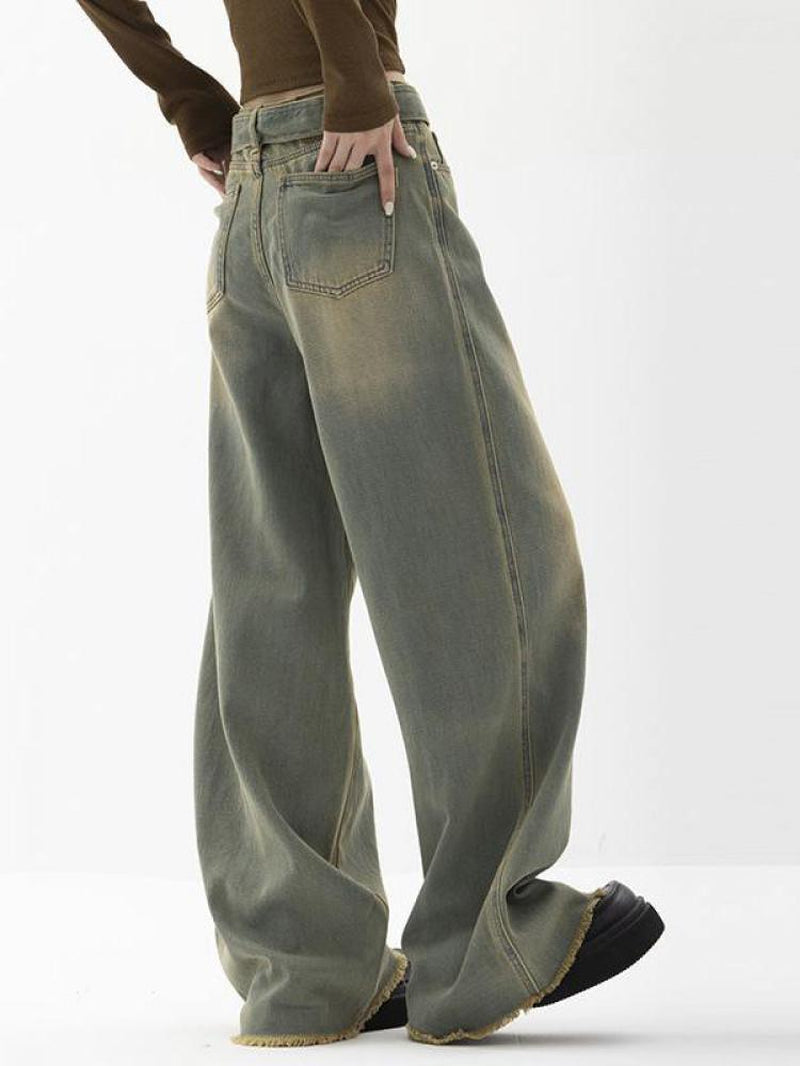 Wide Leg Jeans With a built in belt