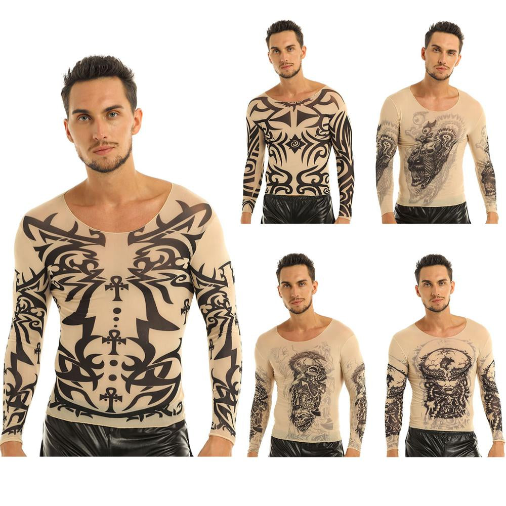 Long Sleeve Tribal/Skull Full Body Suite T-Shirt