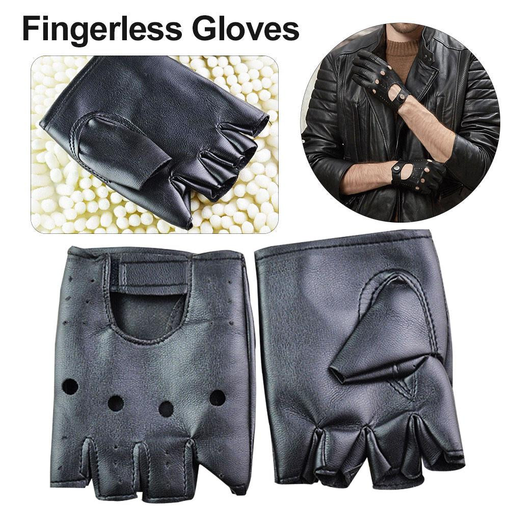 Faux Leather Punk Fingerless Gloves