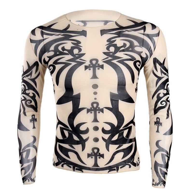 Long Sleeve Tribal/Skull Full Body Suite T-Shirt