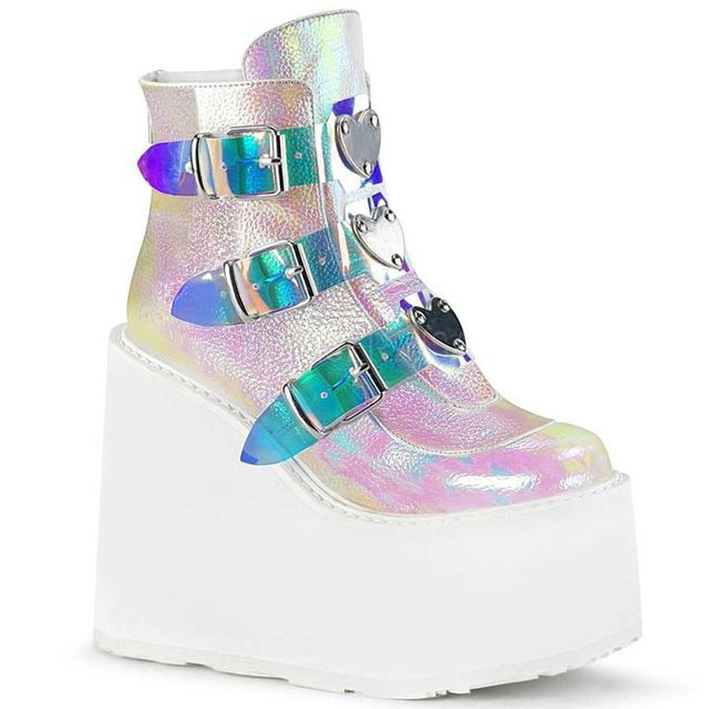 Heart Buckle Straps Neon High Platform Boots