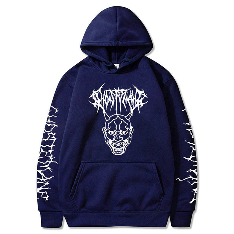 Hannya  Tribal Text Sleeves Hoodie