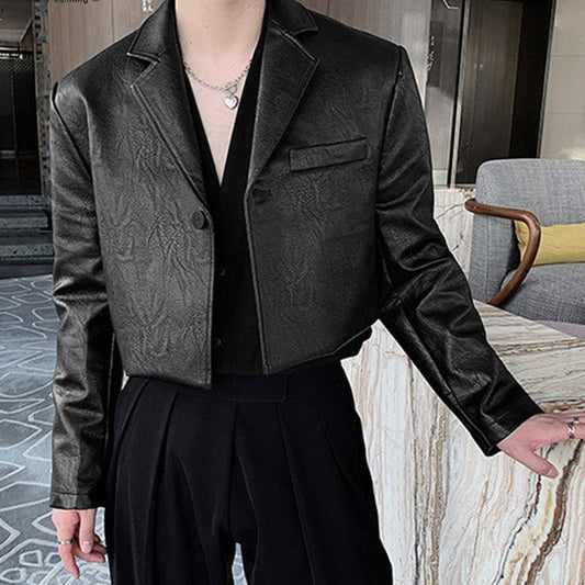 Faux Leather Tailored Blazer 