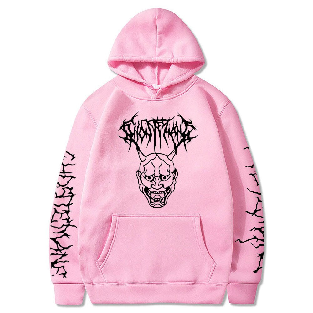 Hannya  Tribal Text Sleeves Hoodie