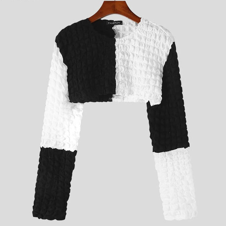 Chess Knitted Long Sleeve Crop Top