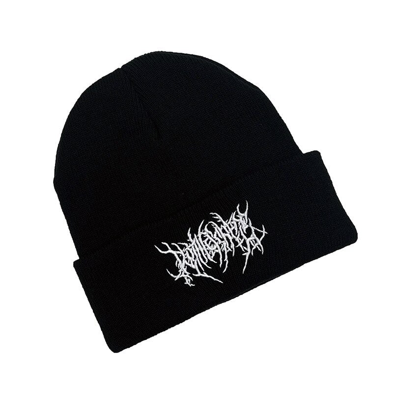 Neo Tribal Embroidered Text Beanie Hat