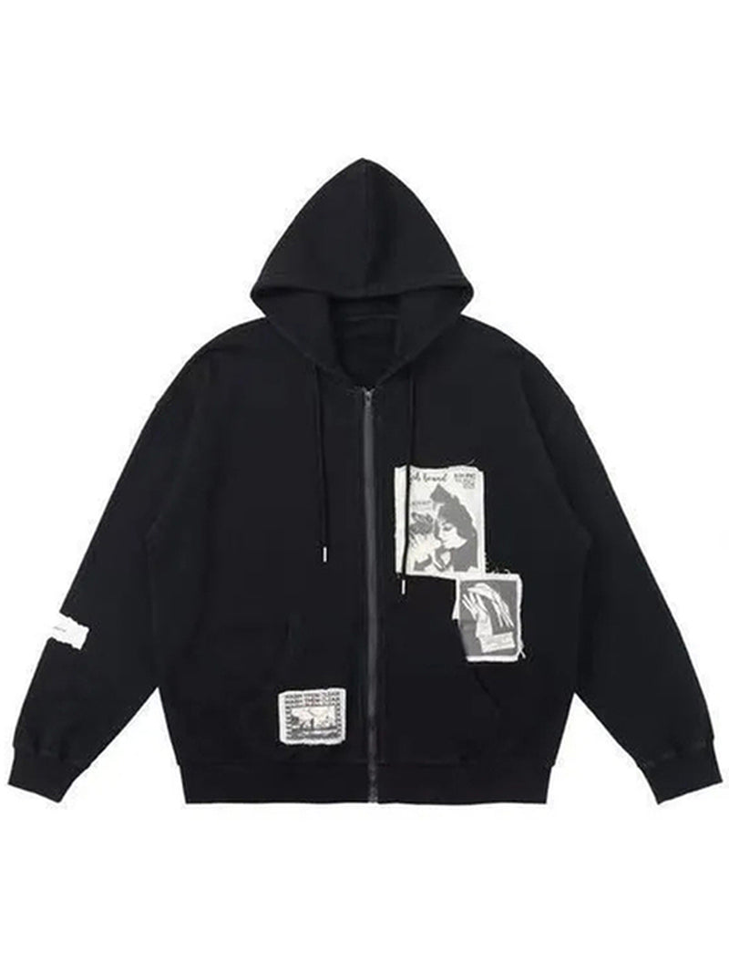 Patches Oversized Hoodie zipper Hoodie