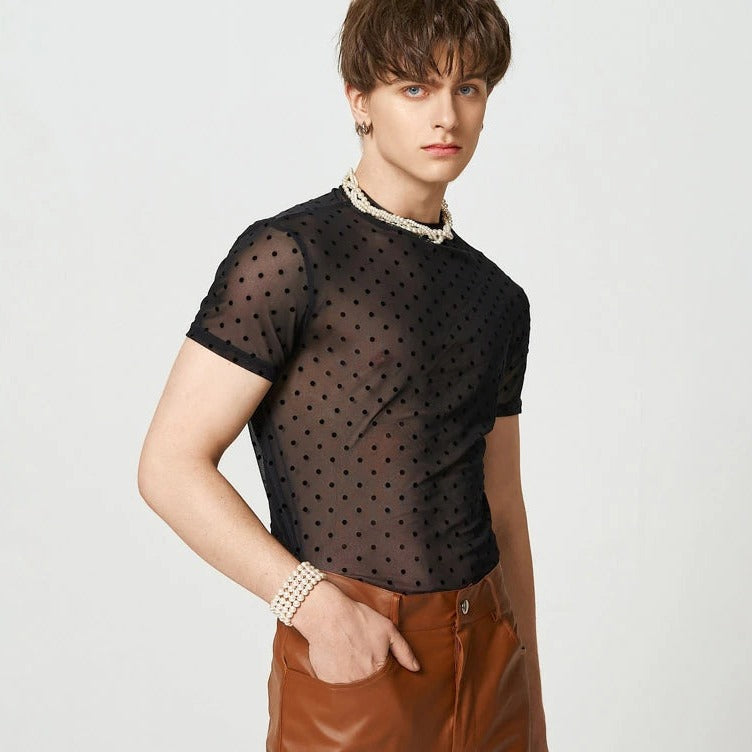 Dot Print Transparent See through Top