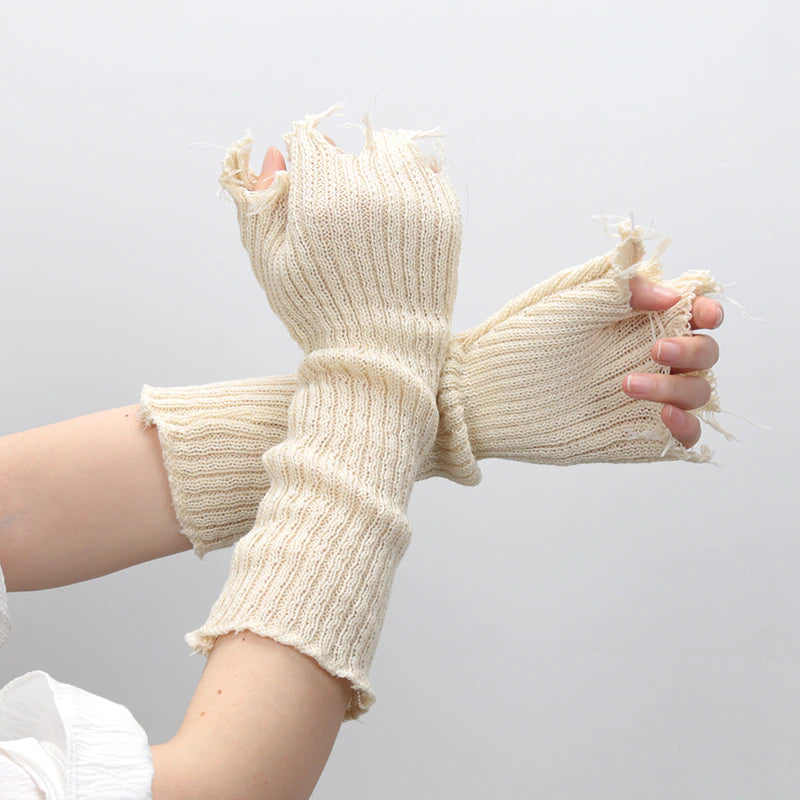 Fingerless Cuff Knit Gloves