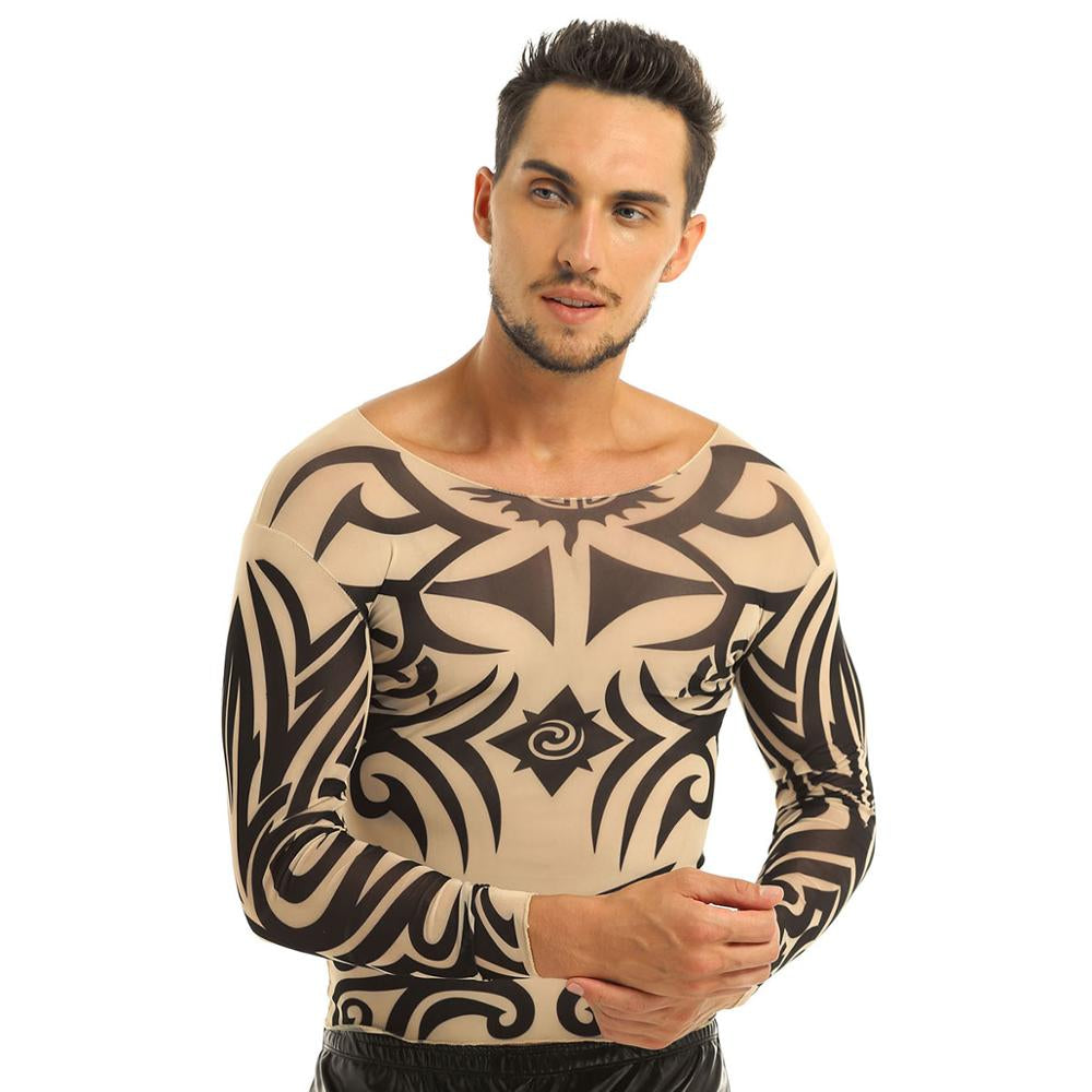 Long Sleeve Tribal/Skull Full Body Suite T-Shirt