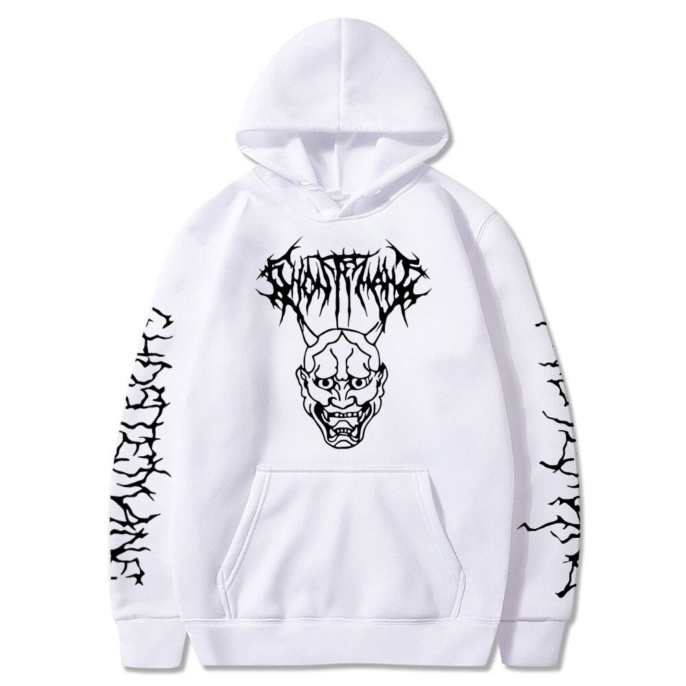 Hannya  Tribal Text Sleeves Hoodie